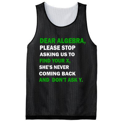 Dear Algebra Find Your X And Don't Tell Y Mesh Reversible Basketball Jersey Tank