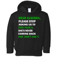 Dear Algebra Find Your X And Don't Tell Y Toddler Hoodie