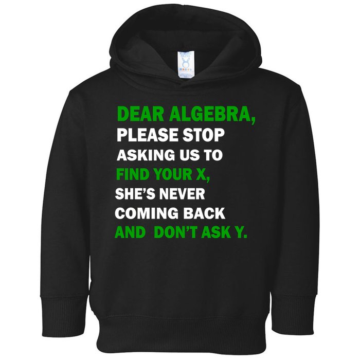 Dear Algebra Find Your X And Don't Tell Y Toddler Hoodie