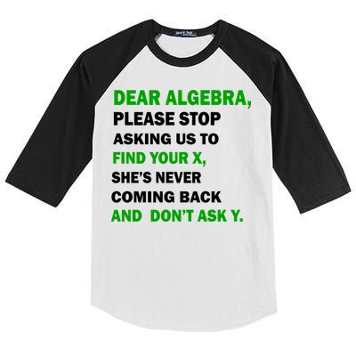 Dear Algebra Find Your X And Don't Tell Y Kids Colorblock Raglan Jersey