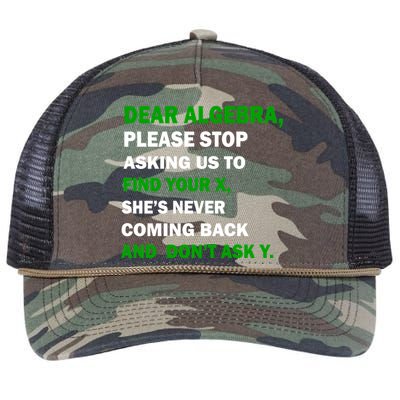 Dear Algebra Find Your X And Don't Tell Y Retro Rope Trucker Hat Cap