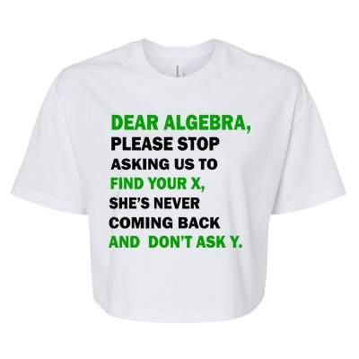 Dear Algebra Find Your X And Don't Tell Y Bella+Canvas Jersey Crop Tee