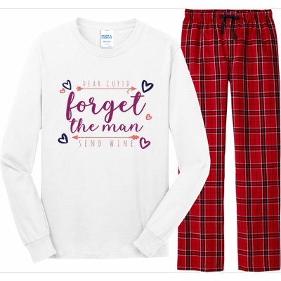 Dear Cupid Forget The Man Send Wine Long Sleeve Pajama Set