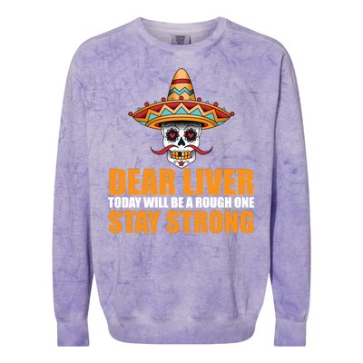 Dear Liver Today Will Be A Rough One Stay Strong1 Colorblast Crewneck Sweatshirt