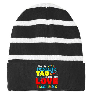 Dear Parents Tag Your It Striped Beanie with Solid Band