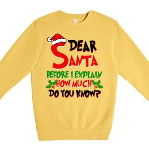 Dear Santa Before I Explain How Much Do You know Premium Crewneck Sweatshirt