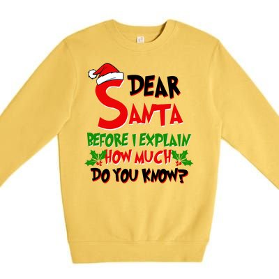 Dear Santa Before I Explain How Much Do You know Premium Crewneck Sweatshirt