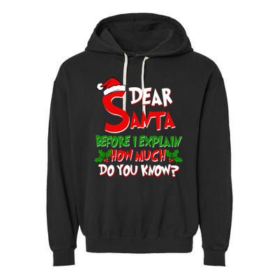 Dear Santa Before I Explain How Much Do You know Garment-Dyed Fleece Hoodie