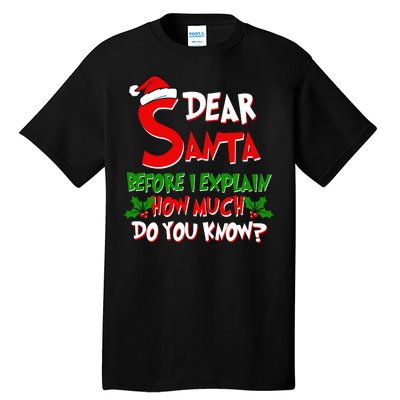 Dear Santa Before I Explain How Much Do You know Tall T-Shirt