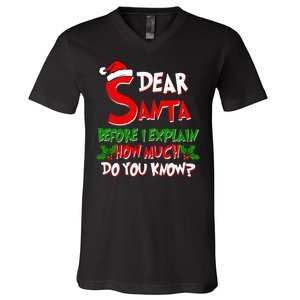 Dear Santa Before I Explain How Much Do You know V-Neck T-Shirt