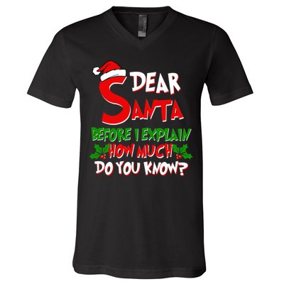 Dear Santa Before I Explain How Much Do You know V-Neck T-Shirt