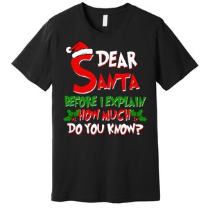 Dear Santa Before I Explain How Much Do You know Premium T-Shirt