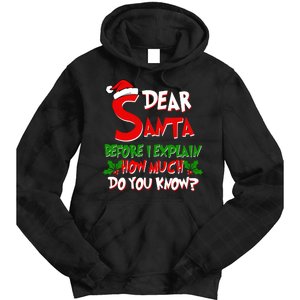 Dear Santa Before I Explain How Much Do You know Tie Dye Hoodie