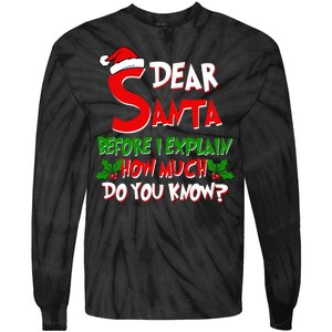 Dear Santa Before I Explain How Much Do You know Tie-Dye Long Sleeve Shirt