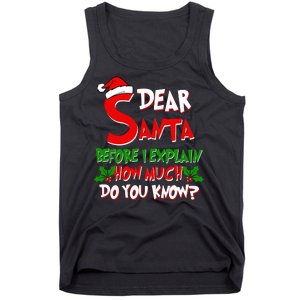 Dear Santa Before I Explain How Much Do You know Tank Top