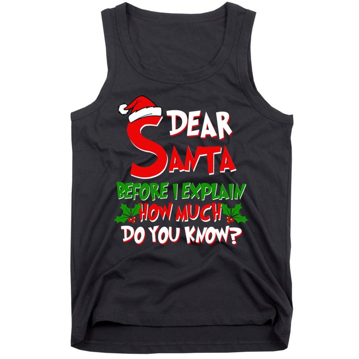 Dear Santa Before I Explain How Much Do You know Tank Top