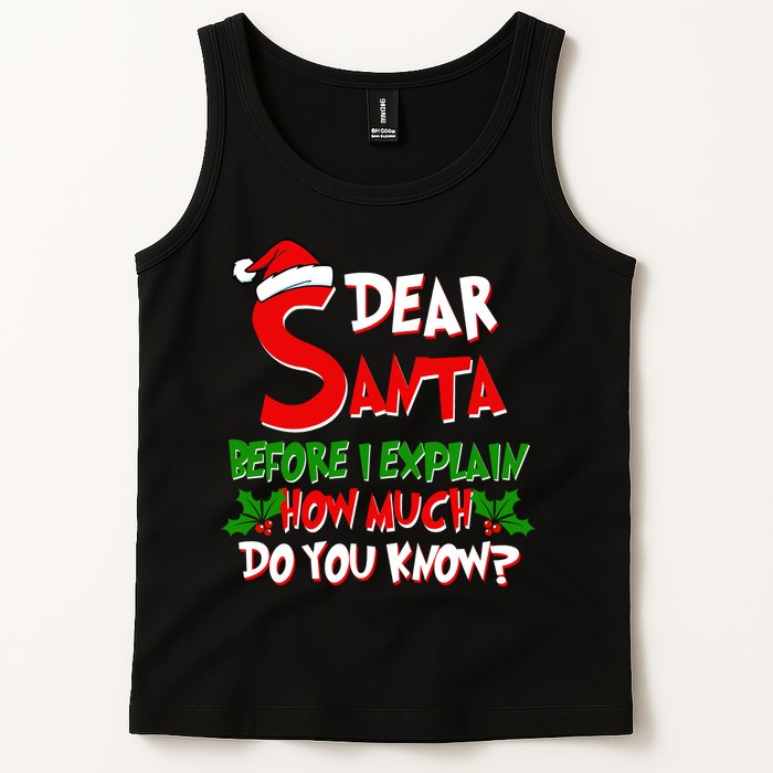 Dear Santa Before I Explain How Much Do You know Tank Top