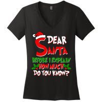 Dear Santa Before I Explain How Much Do You know Women's V-Neck T-Shirt