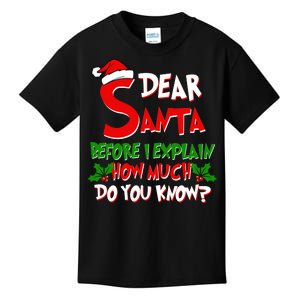 Dear Santa Before I Explain How Much Do You know Kids T-Shirt