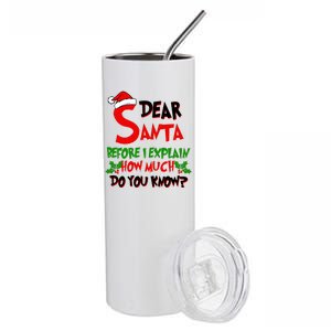 Dear Santa Before I Explain How Much Do You know Stainless Steel Tumbler