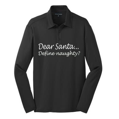 Dear Santa Define Naughty Silk Touch Performance Long Sleeve Polo