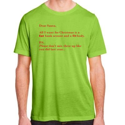 Dear Santa Fat Bank Account Thin Body Christmas Adult ChromaSoft Performance T-Shirt