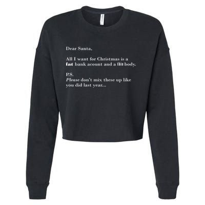 Dear Santa Fat Bank Account Thin Body Christmas Cropped Pullover Crew