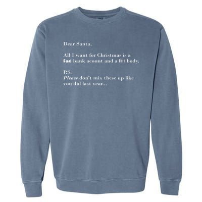 Dear Santa Fat Bank Account Thin Body Christmas Garment-Dyed Sweatshirt