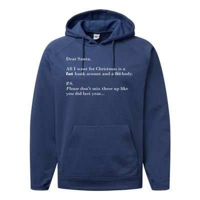 Dear Santa Fat Bank Account Thin Body Christmas Performance Fleece Hoodie