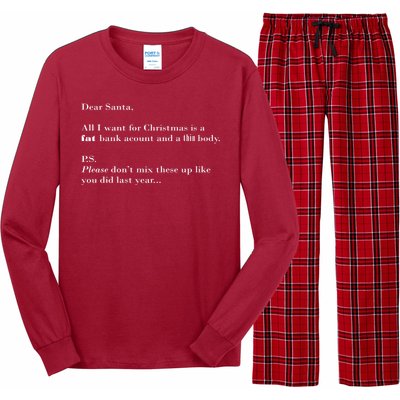 Dear Santa Fat Bank Account Thin Body Christmas Long Sleeve Pajama Set