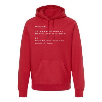 Dear Santa Fat Bank Account Thin Body Christmas Premium Hoodie