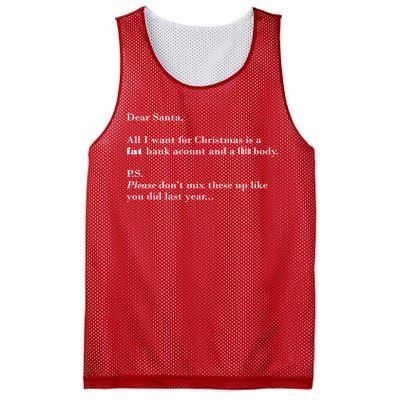 Dear Santa Fat Bank Account Thin Body Christmas Mesh Reversible Basketball Jersey Tank