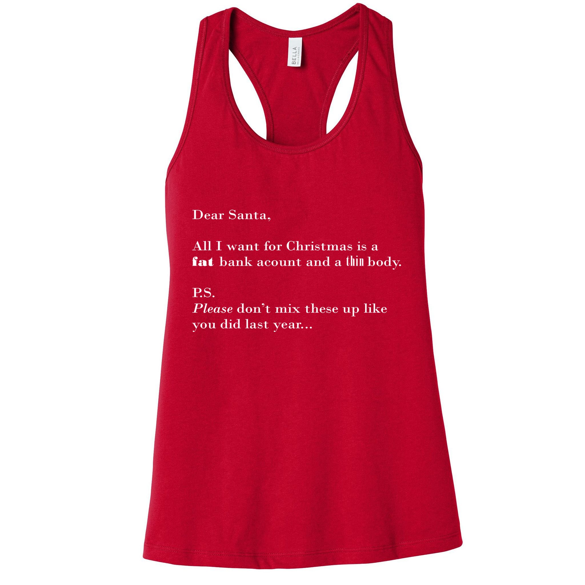 Dear Santa Fat Bank Account Thin Body Christmas Womens Tank Top
