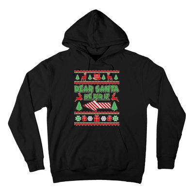 Dear Santa He Did It Funny Ugly Christmas Hoodie