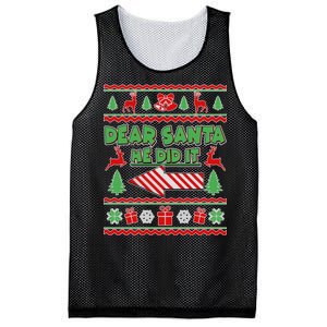 Dear Santa He Did It Funny Ugly Christmas Mesh Reversible Basketball Jersey Tank