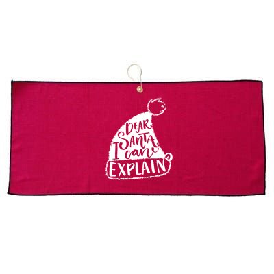 Dear Santa I Can Explain Large Microfiber Waffle Golf Towel