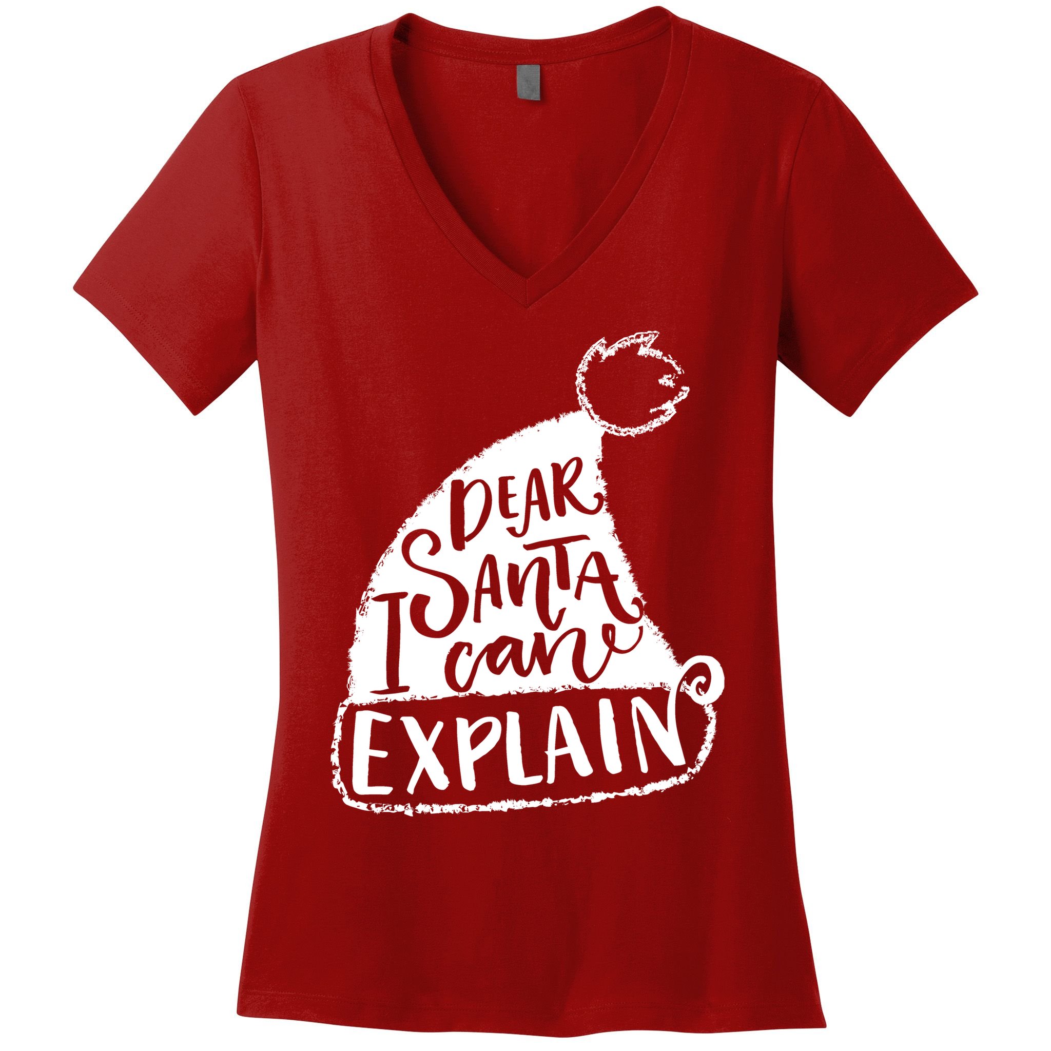 Dear Santa I Can Explain Women's V-Neck T-Shirt