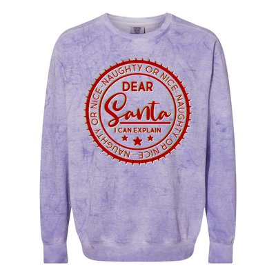 Dear Santa I Can Explain Christmas Emblem Colorblast Crewneck Sweatshirt