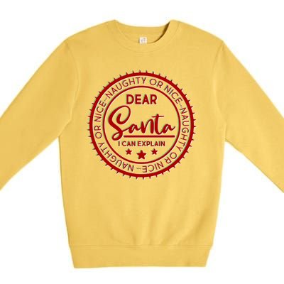 Dear Santa I Can Explain Christmas Emblem Premium Crewneck Sweatshirt