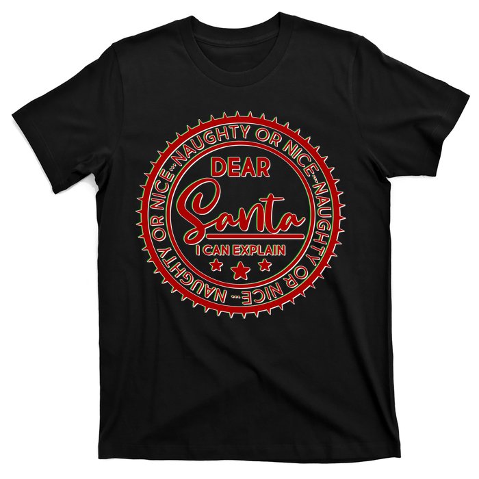 Dear Santa I Can Explain Christmas Emblem T-Shirt