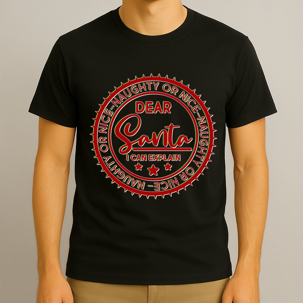 Dear Santa I Can Explain Christmas Emblem T-Shirt