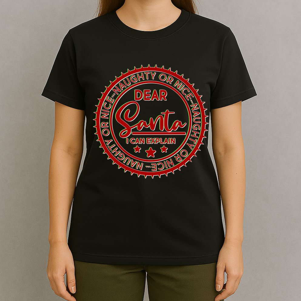 Dear Santa I Can Explain Christmas Emblem T-Shirt