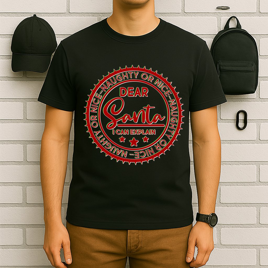 Dear Santa I Can Explain Christmas Emblem T-Shirt