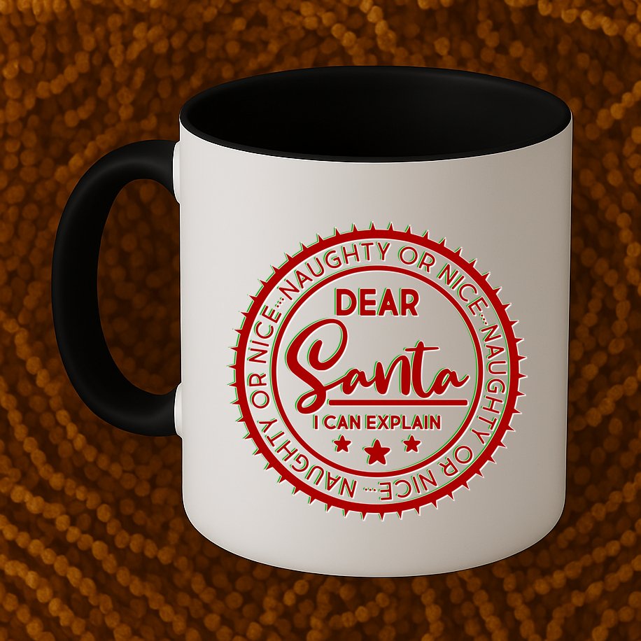 Dear Santa I Can Explain Christmas Emblem Mug