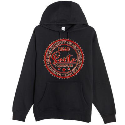 Dear Santa I Can Explain Christmas Emblem Premium Pullover Hoodie