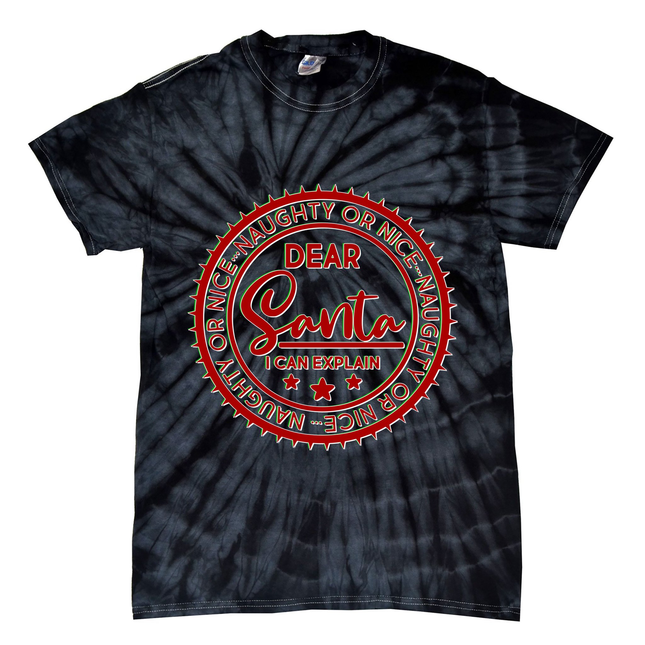 Dear Santa I Can Explain Christmas Emblem Tie-Dye T-Shirt