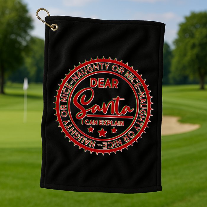 Dear Santa I Can Explain Christmas Emblem Golf Towel