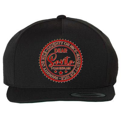 Dear Santa I Can Explain Christmas Emblem Wool Snapback Cap