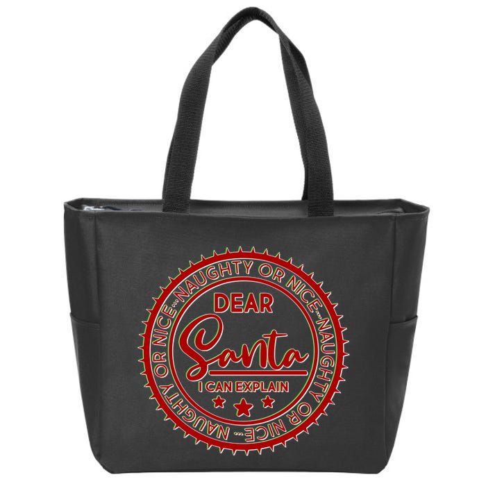 Dear Santa I Can Explain Christmas Emblem Zip Tote Bag