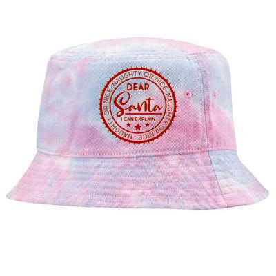 Dear Santa I Can Explain Christmas Emblem Tie-Dyed Bucket Hat